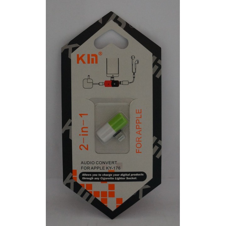 Переходник KYIN KY-176  Lighting to 2 in1 Audio Adaptor Headphone Charging