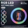Кольцевая лампа для профессиональной съемки RGB LED Soft Ring Light MJ-33 33 cm радужная-гибрид