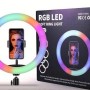 Кольцевая лампа для профессиональной съемки RGB LED Soft Ring Light MJ-33 33 cm радужная-гибрид