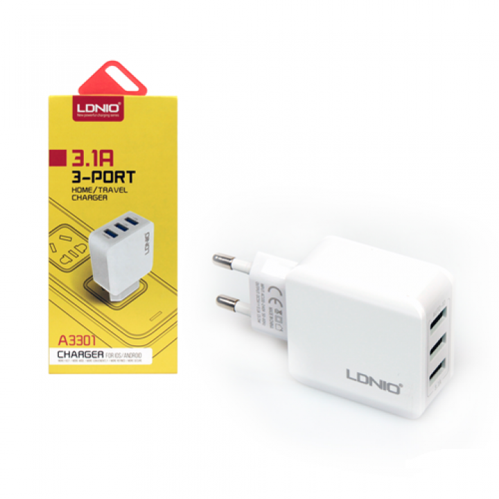 Сетевое зарядное устройство 3usb LDNIO  A3301  (3.1A )  